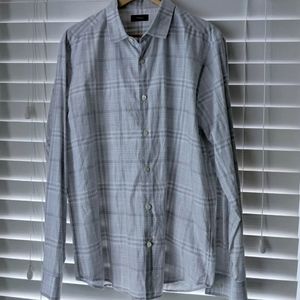 Men's Theory Murray Dada Gray Melange Plaid shirt